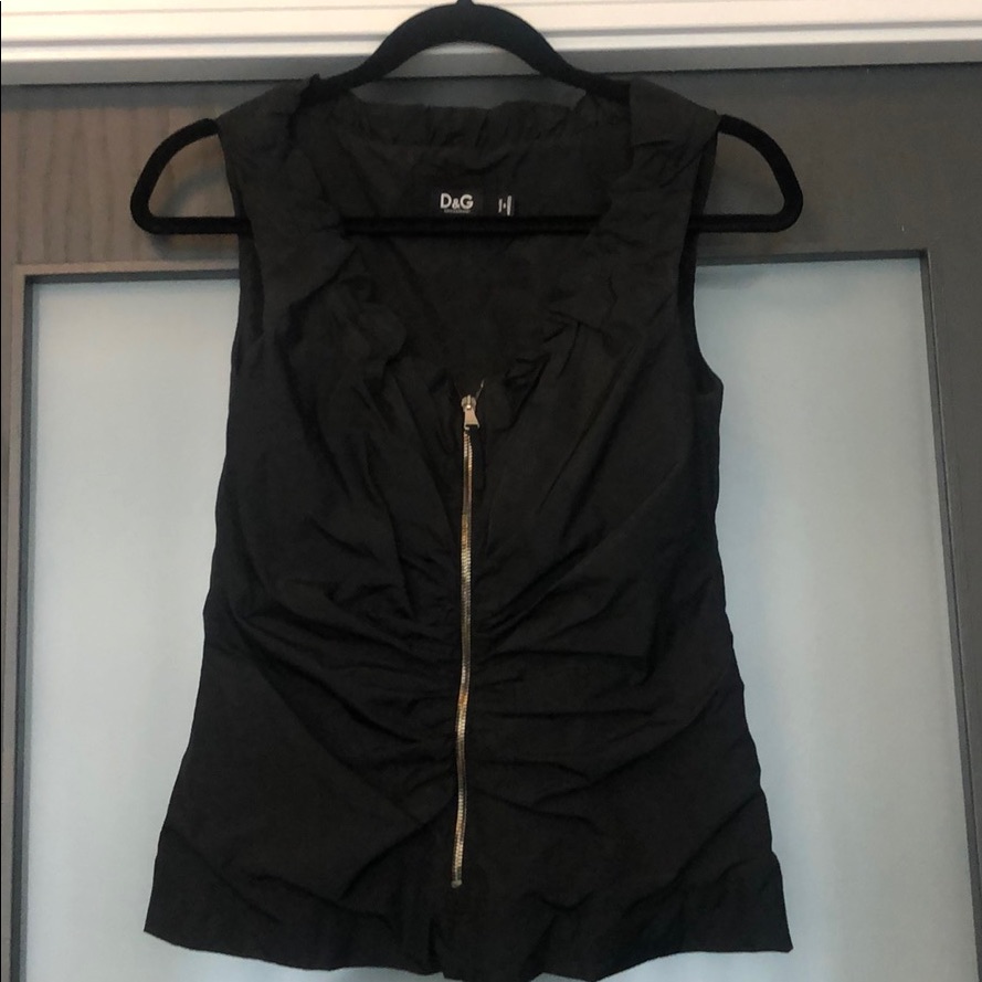 Vintage D&G Dolce & Gabbana Black Parachute Zipper Top